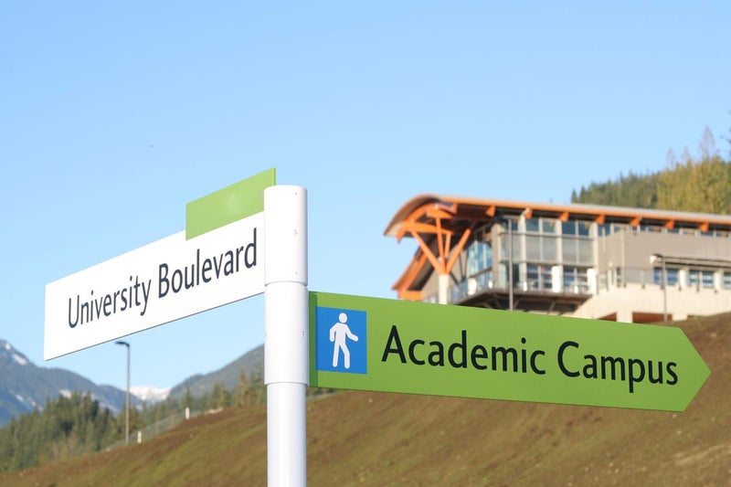 Street sign in University Heights, Squamish, British Columbia